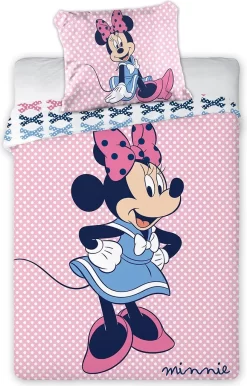 Disney Baby Kinder Bettwäsche Minnie Mouse Rosa Punkte 135x100 60x40