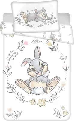 Disney Möbel Kinderbettwäsche Thumper, White, 135x100 + 40x60 Cm Bettwäsche 100% Baumwolle Bettwäsche 100 X 135 Cm