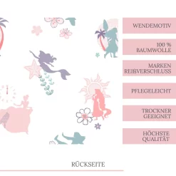 Disney Prinzessin Kinder-Bettwäsche 80x80 + 135x200 Cm · Arielle, Vaiana, Mulan, Belle, Rapunzel, Cinderella · 100% Baumwolle -Disney 770b87068789cf915a019c228f248f12