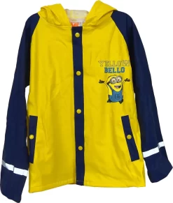 Disney Minions Kinder Regenjacke Outdoor Buddel Matsch Jacke Jungen Funktionsjacke Gelb, Größe:110/116