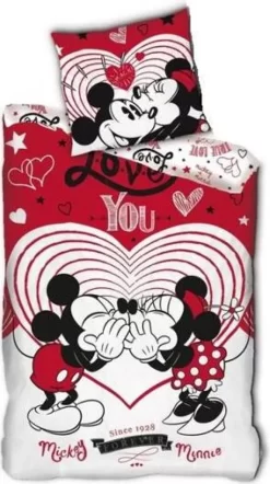 Disney Bettbezug Mickey & Minnie 140 X 200 Cm Polyester Rot