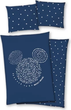 Disney Mickey Mouse Bettwäsche 80x80 + 135x200 Cm 100% Baumwolle Mit Reißverschluss