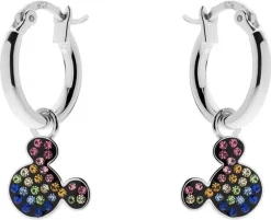 Disney Mickey Mouse Kinder Creolen Silber 925 Bunte Kristalle ES00033SRML