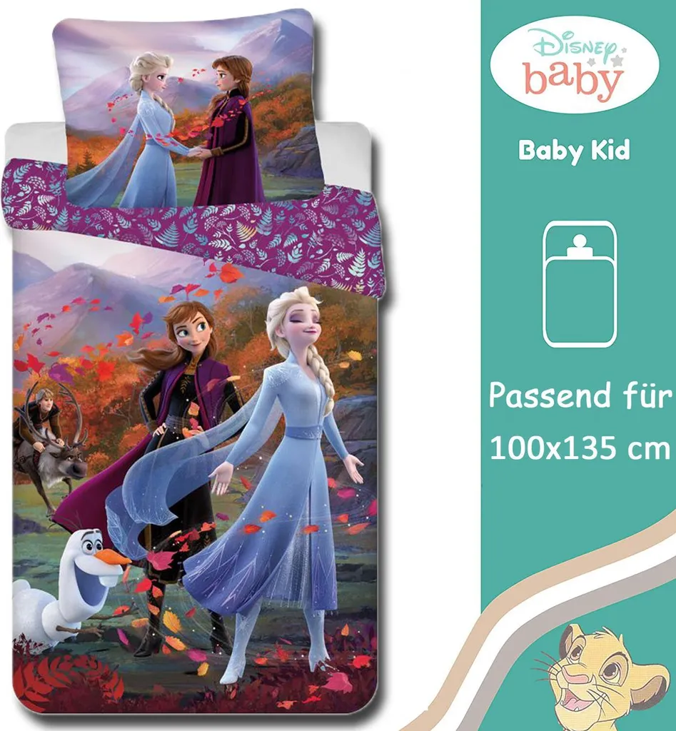 Disney Baby Kinder Bettwäsche Frozen 2 Anna, Elsa Und Olaf Bettdecke 100x135 Cm + Kopfkissen 40x60 Cm 100% Baumwolle 2 Disney Baby Kinder Bettwäsche Frozen 2 Anna, Elsa Und Olaf Bettdecke 100x135 Cm + Kopfkissen 40x60 Cm 100% Baumwolle – Bild 2