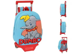 Schulrucksack 3D Mit Rädern Disney Dumbo Rot Hellblau 28 X 10 X 67 Cm