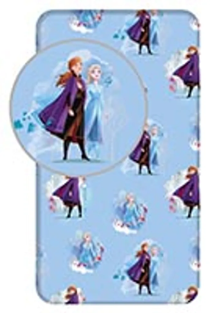 Kinder Bettlaken Betttuch Spannbettlaken Disney Frozen Die Eiskönigin Anna Und Elsa, Blau, 90 X 200 + 25cm, 100 % Baumwolle 2 Kinder Bettlaken Betttuch Spannbettlaken Disney Frozen Die Eiskönigin Anna Und Elsa, Blau, 90 X 200 + 25cm, 100 % Baumwolle – Bild 2