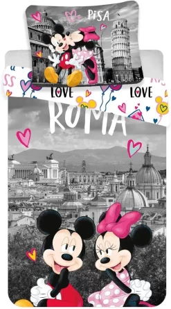 Disney Minnie Maus In Rom Italien Kinder Bettwäsche Kopfkissen Bettdecke Micky 140x200 Cm