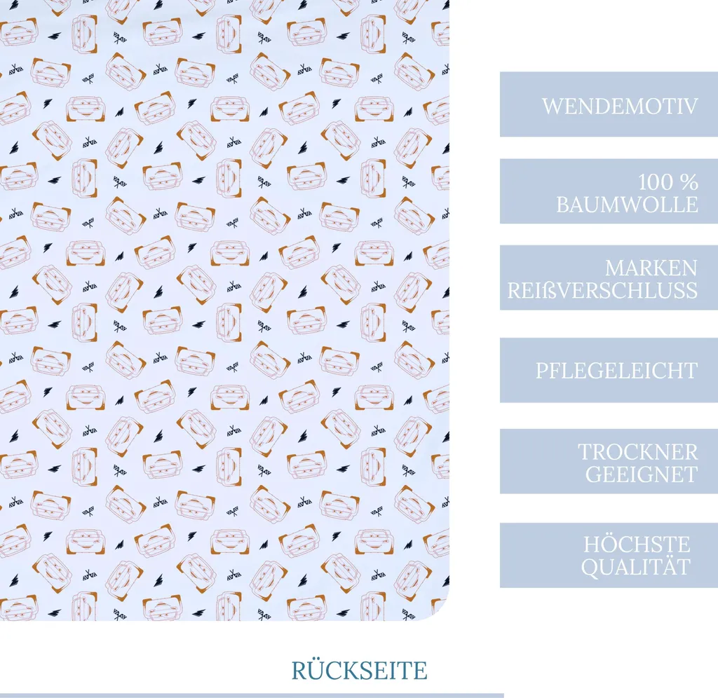 Cars Bettwäsche 135x200 + 80x80 Cm 2 Tlg., 100 % Baumwolle In Renforcé, Kinderbettwäsche Für Jungen Disney's Cars Auto, Lightning McQueen 3 Cars Bettwäsche 135x200 + 80x80 Cm 2 Tlg., 100 % Baumwolle In Renforcé, Kinderbettwäsche Für Jungen Disney's Cars Auto, Lightning McQueen – Bild 3