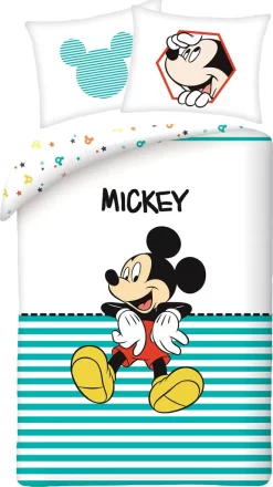Disney Mickey Mouse Bettbezug, Streifen - 140 X 200 Cm + 70 X 90 Cm - Baumwolle
