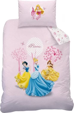 Disney Princess Mädchen Bettwäsche Wendebettwäsche Kinderbettwäsche 110x140cm Rosa Baumwolle