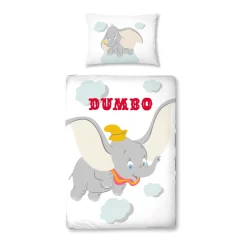 DUMBO Bettwäsche 40x60 + 100x135 Cm ☆ Kinder-Bettwäsche Für Mädchen & Jungen ☆ Disney Dumbo Elefant - 100% Baumwolle