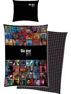 Disney Möbel Wende-Bettwäsche DIE DREI ???, Renforcé, 135 X 200 Cm + 80 X 80 Cm Bettwäsche 100% Baumwolle Bettwäsche 135 X 200 Cm Bettbezug Kinderbettwäschen Bettdeckenbezug Kinderbettwäsche Kinderbettbezug Kinderbettzeug Bettbezug Kinderbettwäschen Bettdeck...